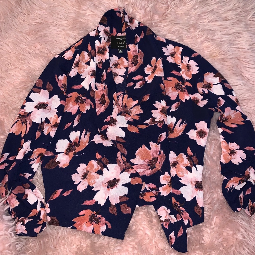 Cute Blue with Pink Flower Blazer